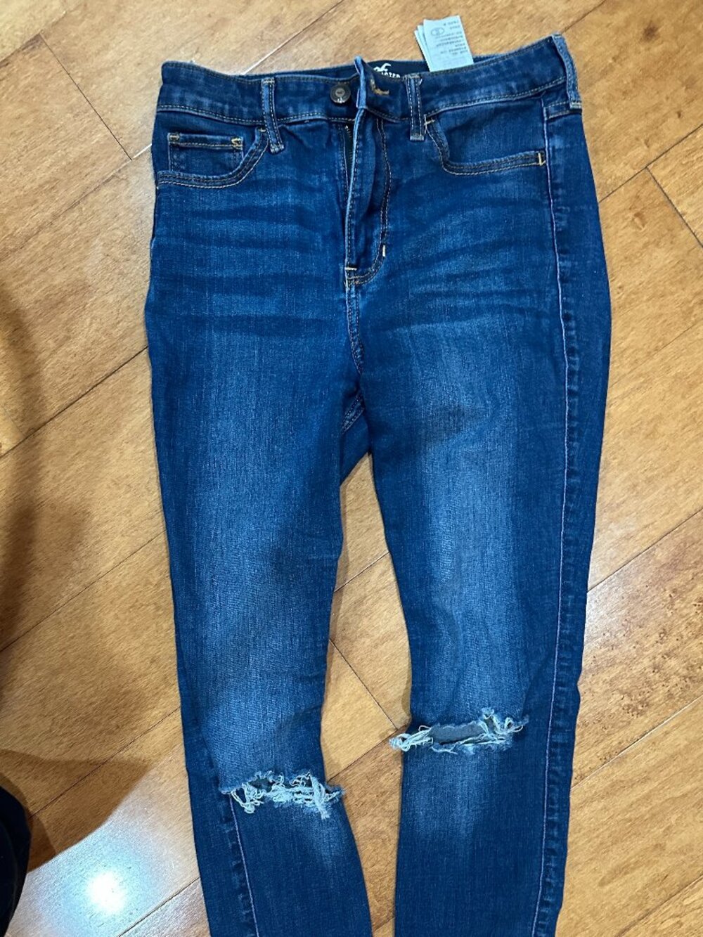 Hollister Jeans Womens 3R W26 L30 Blue Ripped Denim Knee